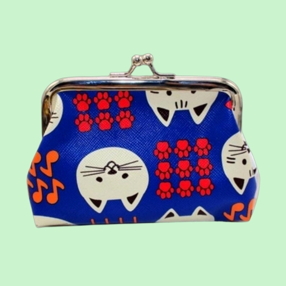 Handbags - 👣4/$20 ~Blue Cat Print Coin Pouch